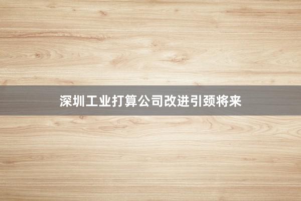 深圳工业打算公司改进引颈将来
